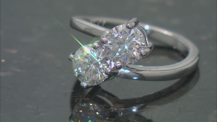 Moissanite Platineve Bypass Ring 2.00ctw DEW. Video Thumbnail