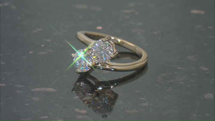 Moissanite 14k Yellow Gold Over Silver Bypass Ring 2.00ctw DEW. Video Thumbnail