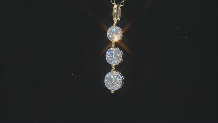Moissanite 14k Yellow Gold Over Sterling Silver 3-Stone Pendant 1.90ctw DEW Video Thumbnail
