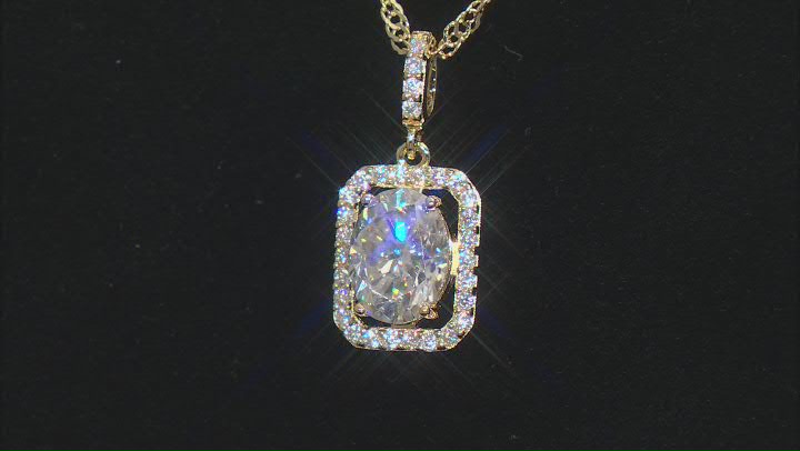 Moissanite 14k Yellow Gold Over Sterling Silver Halo Pendant 2.40ctw DEW Video Thumbnail