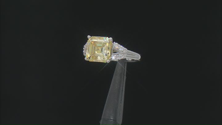 Yellow And Colorless Moissanite Platineve Ring 4.22ctw DEW. Video Thumbnail