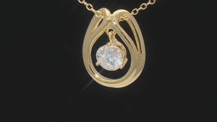 Moissanite 14k Yellow Gold Over Silver Solitaire Dancing Pendant .80ct DEW Video Thumbnail