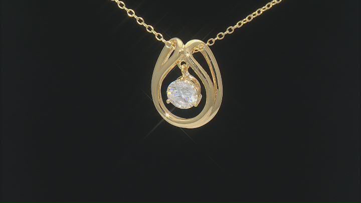 Moissanite 14k Yellow Gold Over Silver Solitaire Dancing Pendant .80ct DEW Video Thumbnail