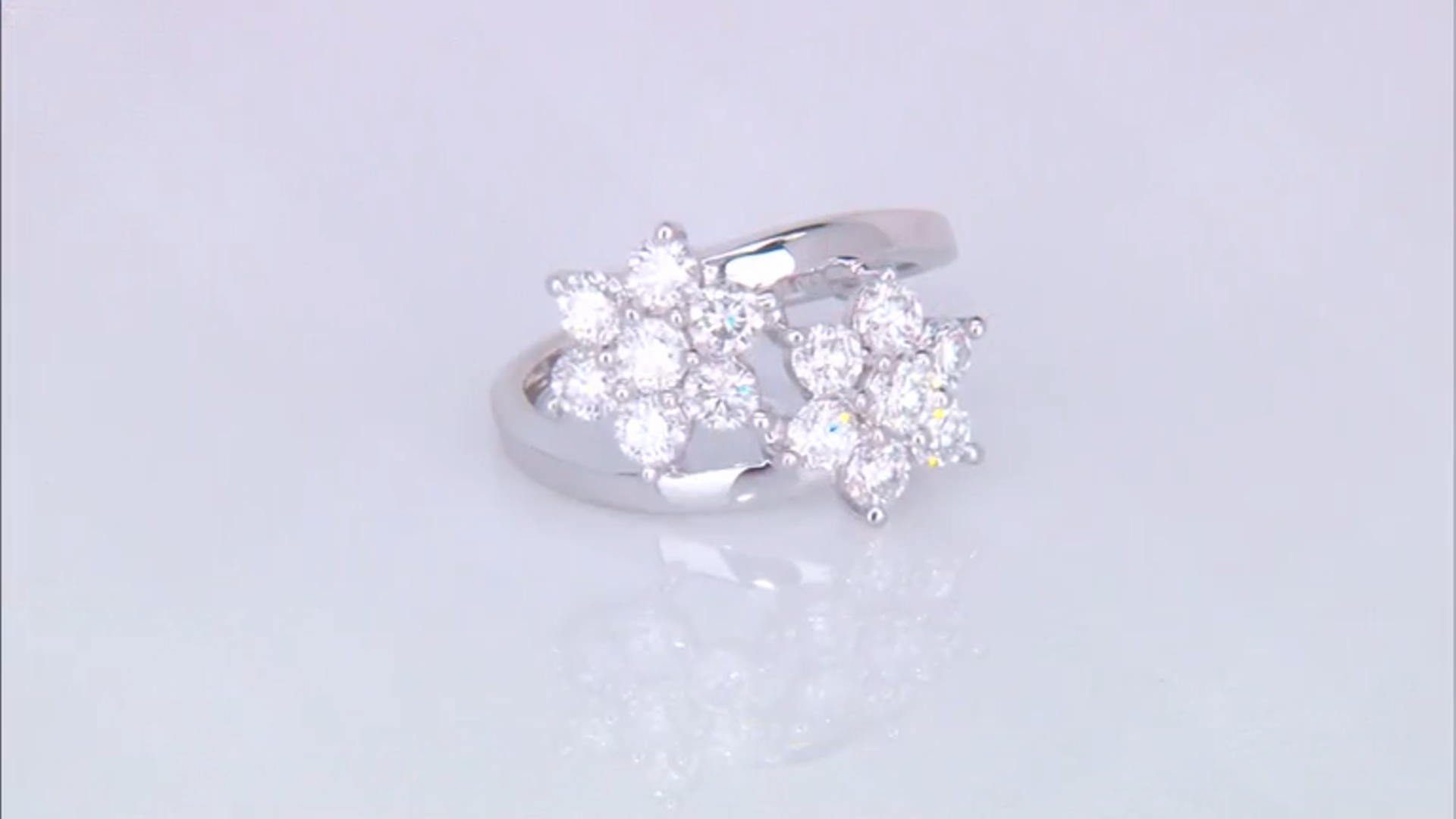 Moissanite Platineve Flower Design Ring 1.40ctw DEW Video Thumbnail