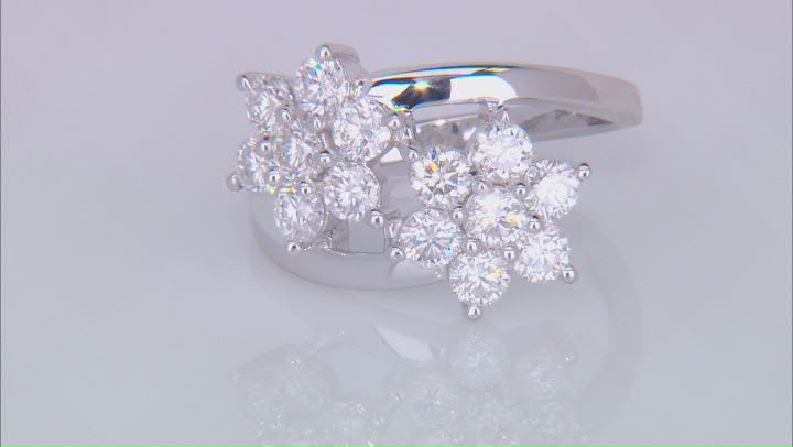 Moissanite Platineve Flower Design Ring 1.40ctw DEW Video Thumbnail