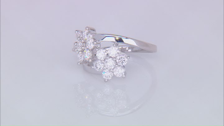 Moissanite Platineve Flower Design Ring 1.40ctw DEW Video Thumbnail