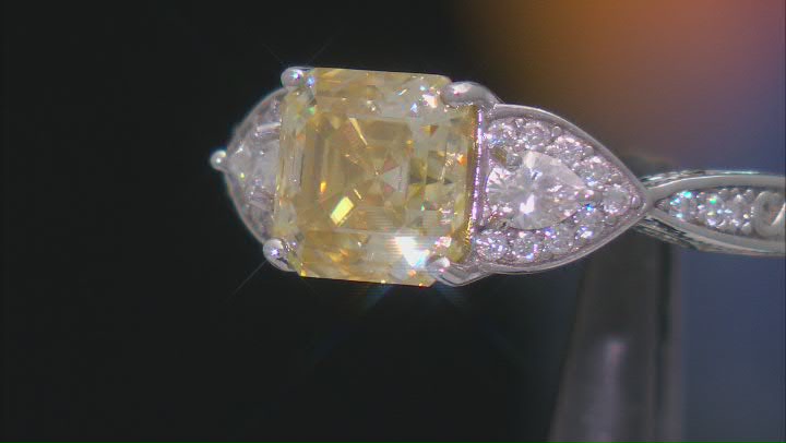 Yellow And Colorless Moissanite Platineve Ring 3.54ctw DEW. Video Thumbnail