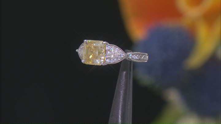 Yellow And Colorless Moissanite Platineve Ring 3.54ctw DEW. Video Thumbnail