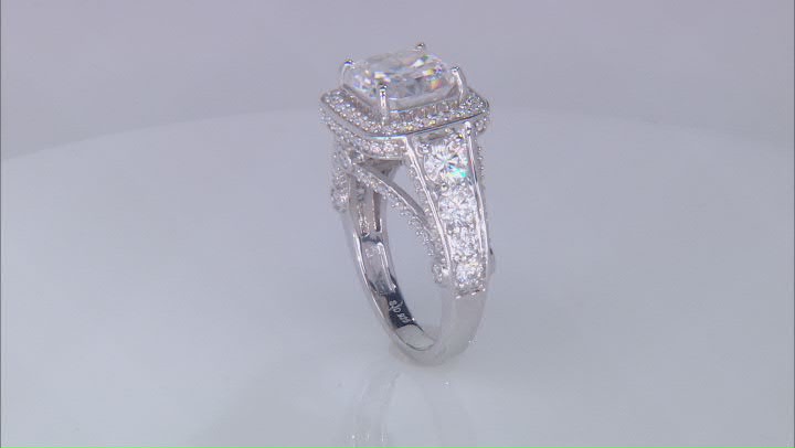 Moissanite Platineve Halo Ring 6.30ctw DEW. Video Thumbnail