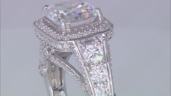 Moissanite Platineve Halo Ring 6.30ctw DEW. Video Thumbnail