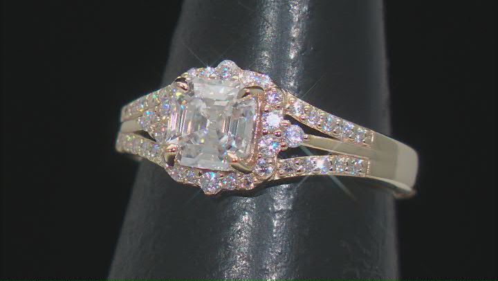 Moissanite 14k Yellow Gold Over Silver Engagement Ring 1.43ctw DEW Video Thumbnail