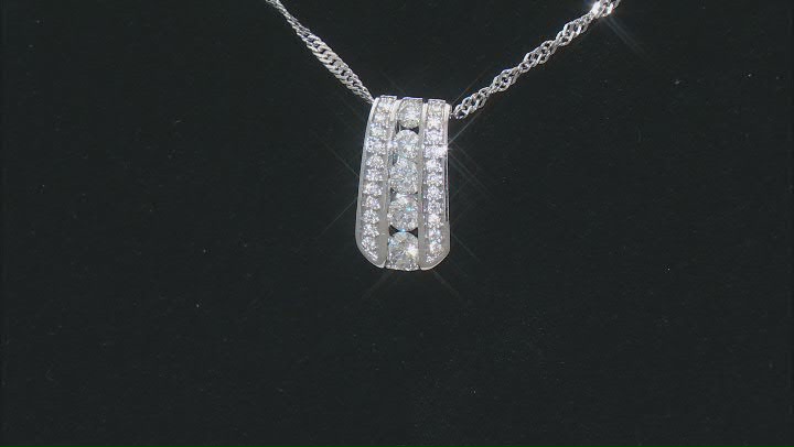 Moissanite Platineve Graduated Pendant .67ctw DEW. Video Thumbnail