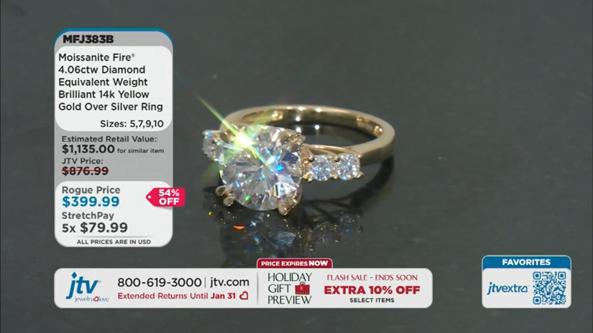 Moissanite 14k Yellow Gold Over Silver Engagement Ring 4.06ctw DEW Video Thumbnail