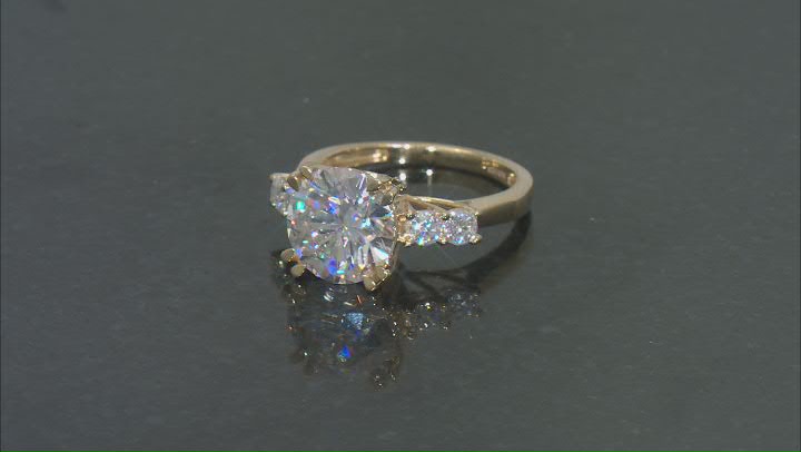 Moissanite 14k Yellow Gold Over Silver Engagement Ring 4.06ctw DEW Video Thumbnail