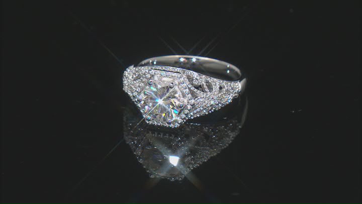 Moissanite Platineve Vintage Style Ring 1.28ctw DEW. Video Thumbnail