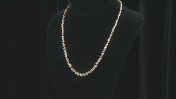 Moissanite 14k Yellow Gold Over Silver Graduated Tennis Necklace 14.24ctw DEW. Video Thumbnail