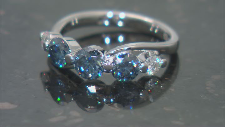 Navy Blue And Colorless Moissanite Platineve Band Ring 
1.36ctw DEW. Video Thumbnail