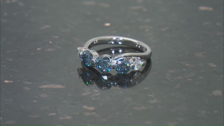 Navy Blue And Colorless Moissanite Platineve Band Ring 
1.36ctw DEW. Video Thumbnail
