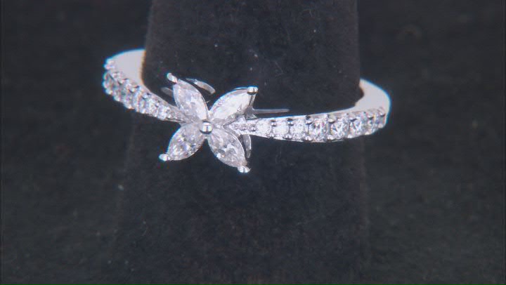 Moissanite Platineve Flower Design Ring .60ctw DEW. Video Thumbnail