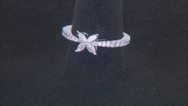 Moissanite Platineve Flower Design Ring .60ctw DEW. Video Thumbnail