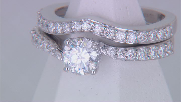 Moissanite Platineve Ring And Band 1.52ctw DEW. Video Thumbnail