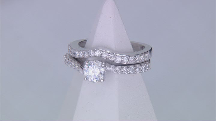 Moissanite Platineve Ring And Band 1.52ctw DEW. Video Thumbnail