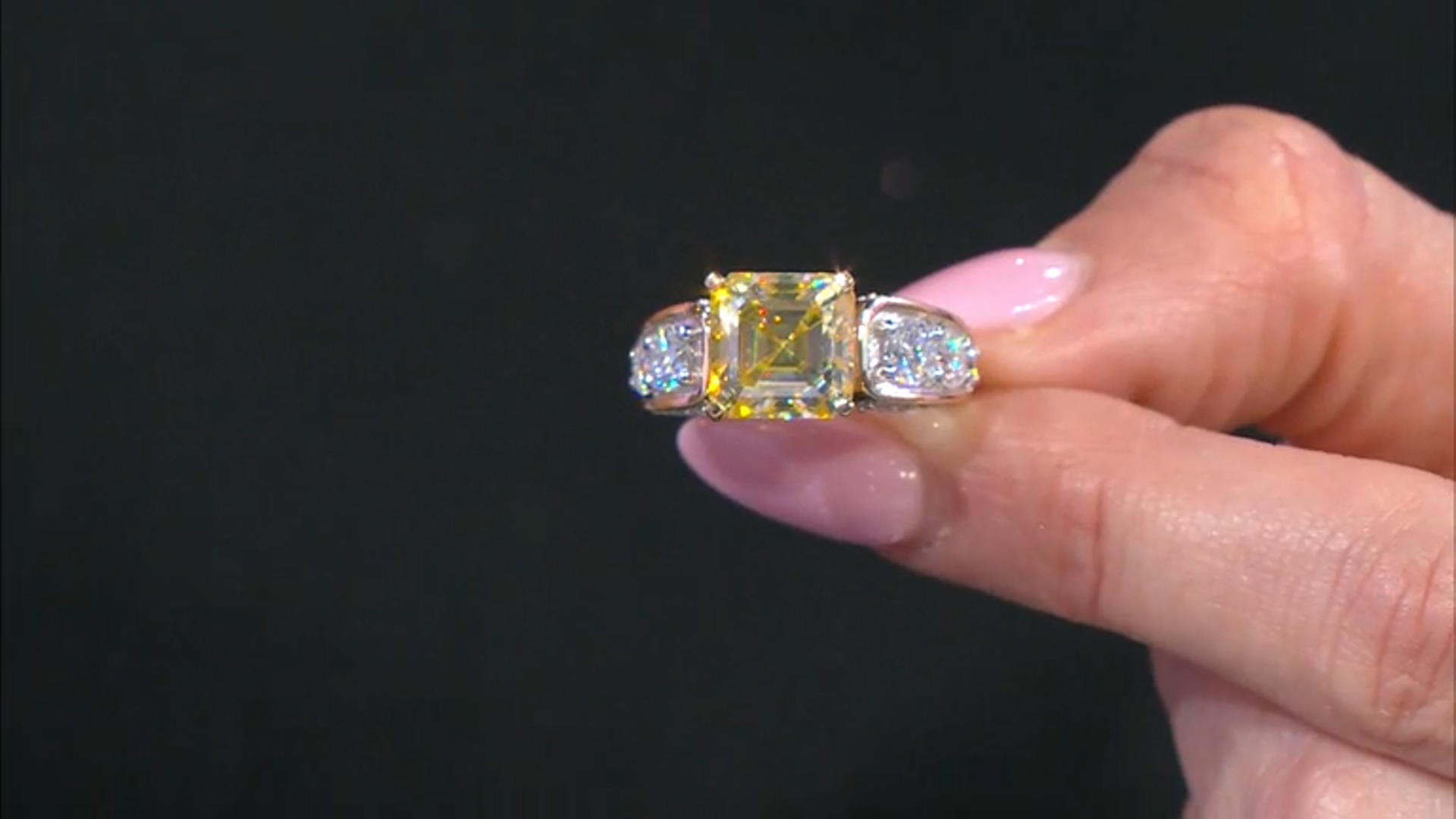 Yellow And Colorless Moissanite 14k Yellow Gold Over Silver Ring 6.32ctw DEW Video Thumbnail