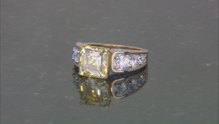 Yellow And Colorless Moissanite 14k Yellow Gold Over Silver Ring 6.32ctw DEW Video Thumbnail