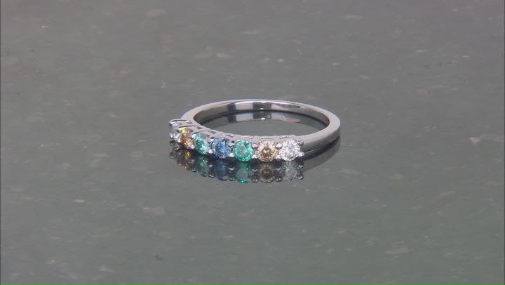 Multi Color and Colorless Moissanite Platineve Band Ring .70ctw DEW. Video Thumbnail