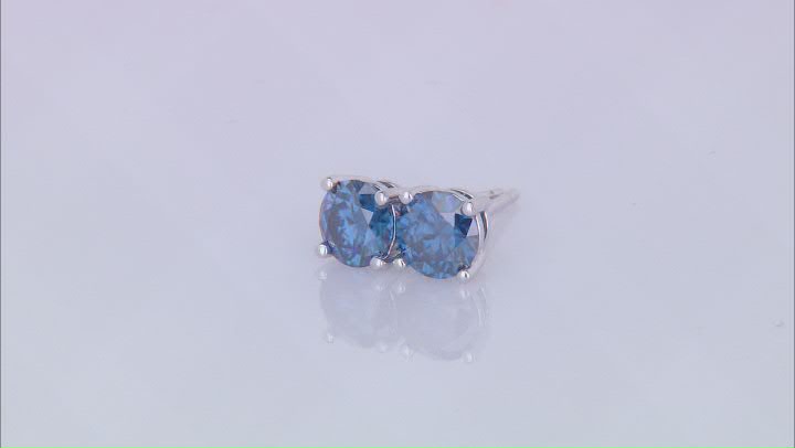 Navy Blue Moissanite Platineve Stud Earrings 1.00ctw DEW. Video Thumbnail