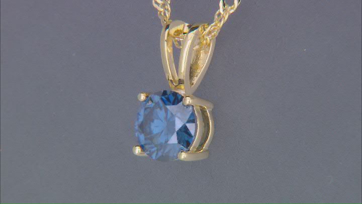 Navy Blue Moissanite 14k Yellow Gold Over Silver Solitaire Pendant 1.00ct DEW. Video Thumbnail