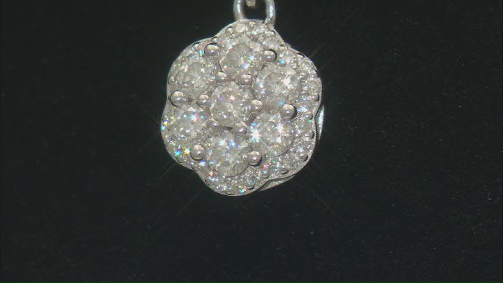 Moissanite Platineve Cluster Pendant With 18" Singapore Chain 1.18ctw DEW Video Thumbnail