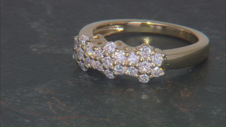 Moissanite 14k Yellow Gold Over Sterling Silver Cluster Band Ring .63ctw DEW Video Thumbnail