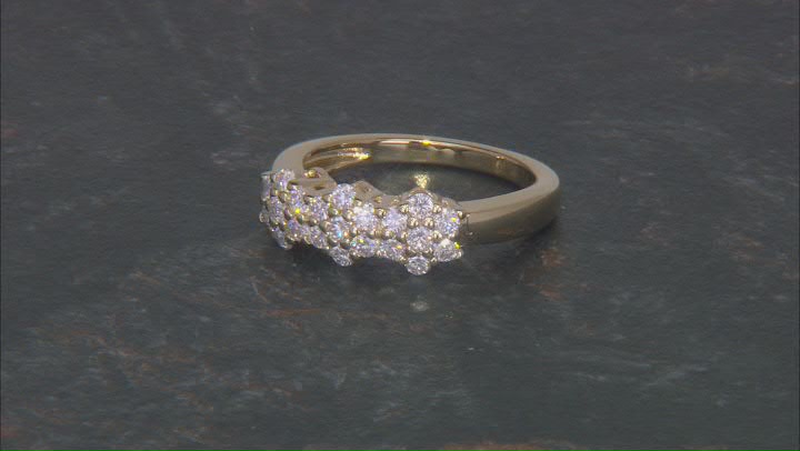 Moissanite 14k Yellow Gold Over Sterling Silver Cluster Band Ring .63ctw DEW Video Thumbnail