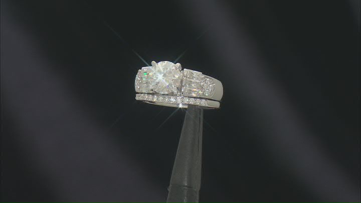 Moissanite Platineve Ring With Matching Band 2.66ctw DEW Video Thumbnail