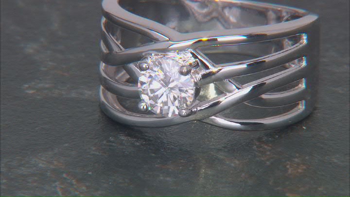 Moissanite Platineve Crossover Band Ring .60ctw DEW Video Thumbnail