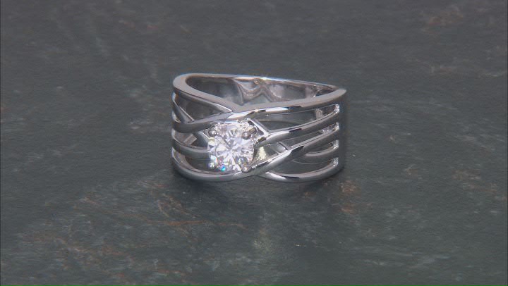 Moissanite Platineve Crossover Band Ring .60ctw DEW Video Thumbnail