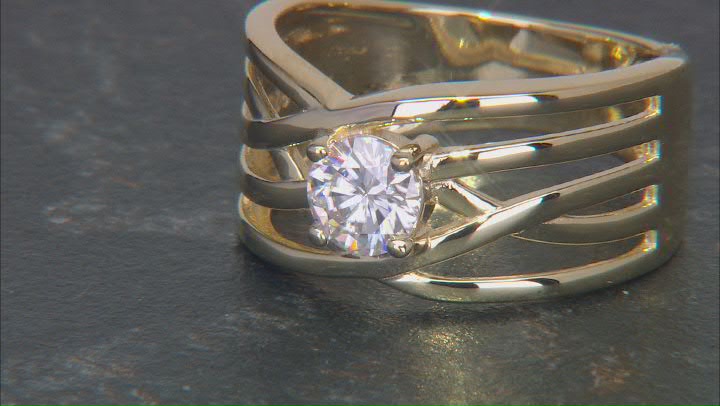 Moissanite, 14k Yellow Gold Over Sterling Silver Ring .60ctw DEW Video Thumbnail