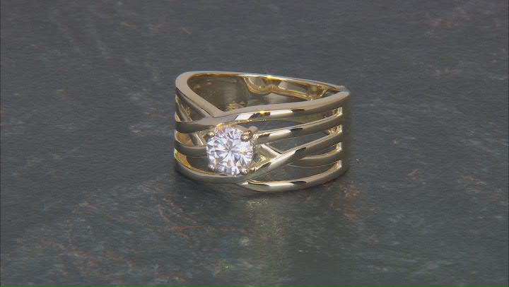 Moissanite, 14k Yellow Gold Over Sterling Silver Ring .60ctw DEW Video Thumbnail