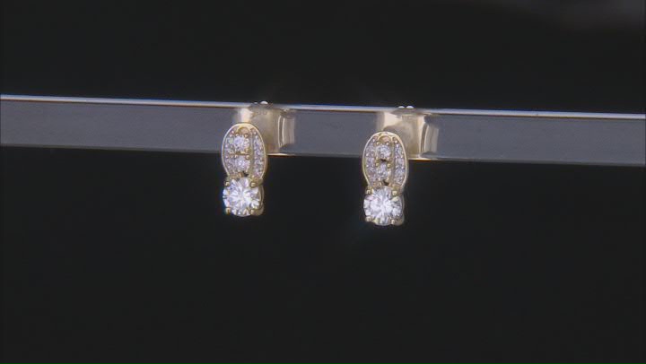 Moissanite 14K Yellow Gold Over Sterling Silver Stud Earrings 1.28ctw DEW Video Thumbnail