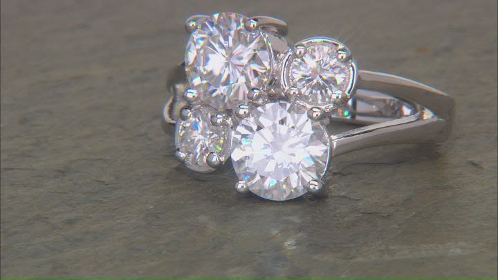 Moissanite Platineve Cluster Ring 2.86ctw DEW Video Thumbnail