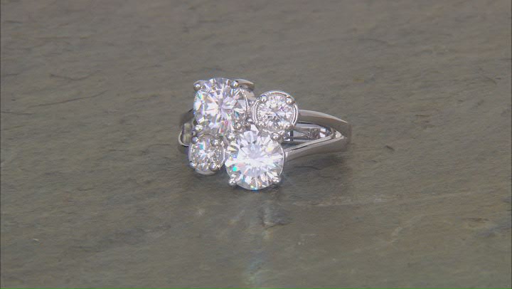 Moissanite Platineve Cluster Ring 2.86ctw DEW Video Thumbnail