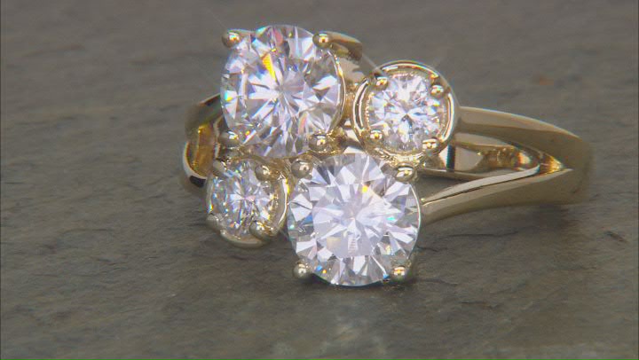 Moissanite 14k Yellow Gold Over Sterling Silver Ring 2.86ctw DEW Video Thumbnail