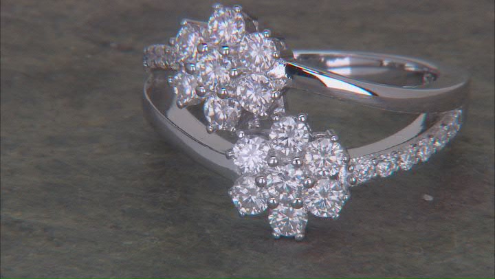 Moissanite Platineve Flower Design Ring 1.08ctw DEW. Video Thumbnail