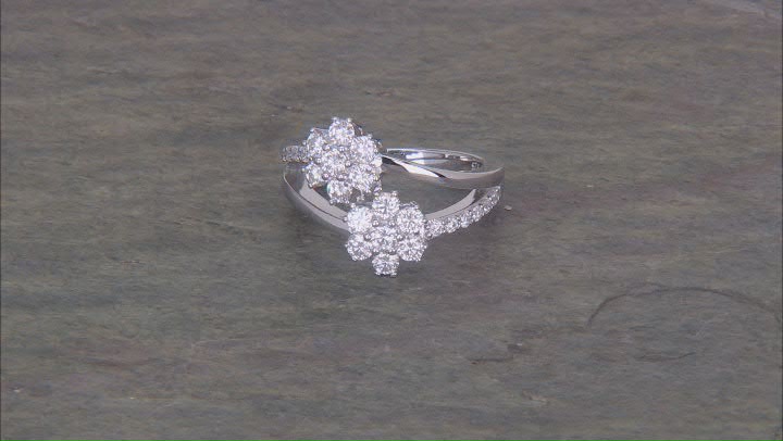 Moissanite Platineve Flower Design Ring 1.08ctw DEW. Video Thumbnail