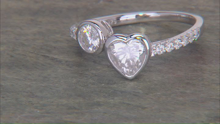 Moissanite Platineve Heart Design Ring 1.37ctw DEW. Video Thumbnail