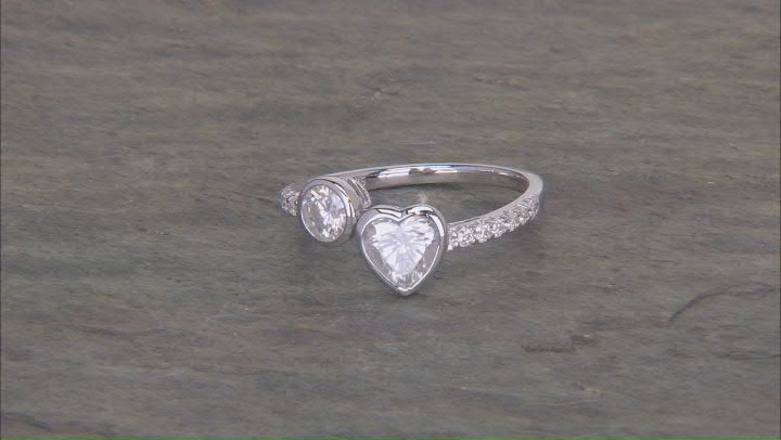 Moissanite Platineve Heart Design Ring 1.37ctw DEW. Video Thumbnail