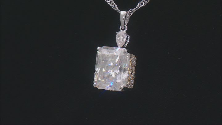 Moissanite Anniversary Platineve And 14k Yellow Gold Over Silver  Pendant 7.51ctw DEW. Video Thumbnail