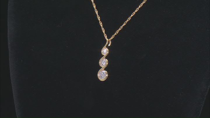 Moissanite 14k Yellow Gold Over Silver 3 Stone Pendant 1.53ctw DEW. Video Thumbnail