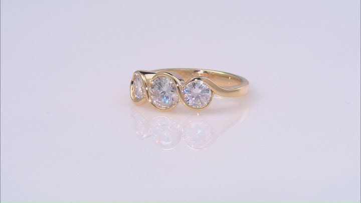 Moissanite 14k Yellow Gold Over Silver 3 Stone Ring        
1.80ctw DEW. Video Thumbnail
